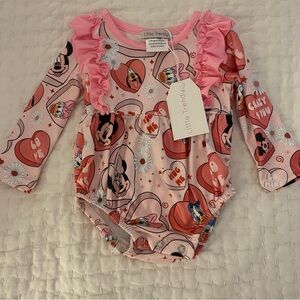 NWT Little Trendy Pink Disney Minnie Mouse Baby Ruffle Romper